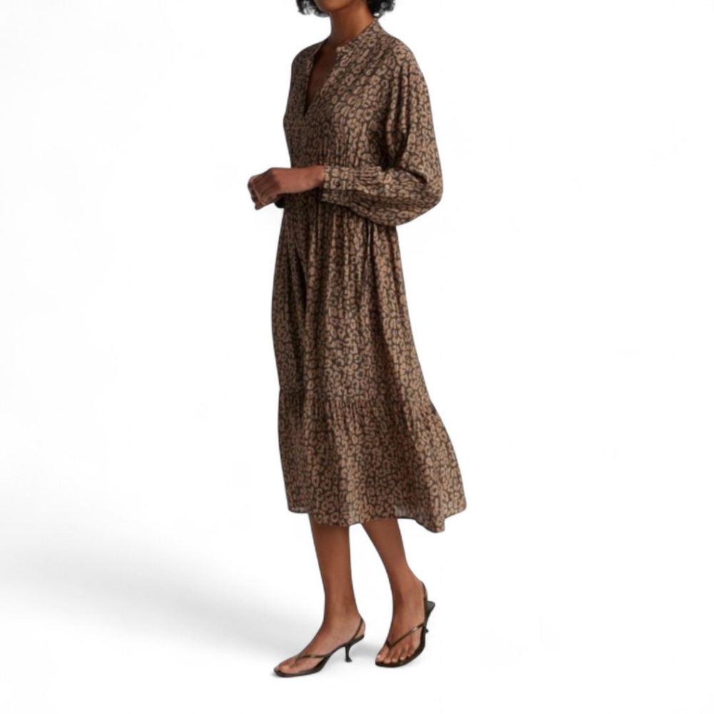 RAILS Maple Dress Batik Cheetah Leopard Print Tiered Boho Midi Button Front XXS‎ - Picture 12 of 15